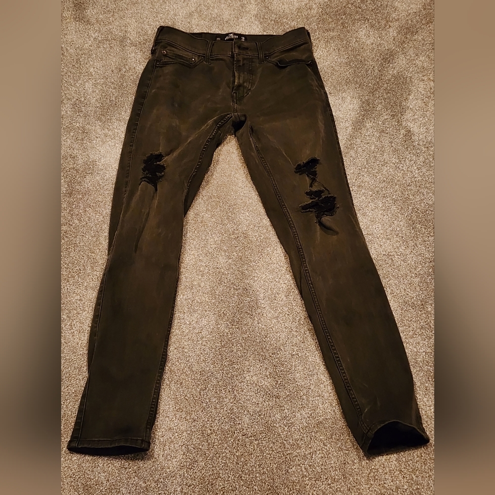 Black Hollister ripped stretch jeans